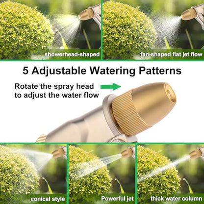 garden nozzle, high-pressure and heavy-duty metal nozzle, with 5 adjustable spray modes, high-pressure handheld sprayer, suitable for watering plants, cleaning houses, cars, and pets(2pcs)