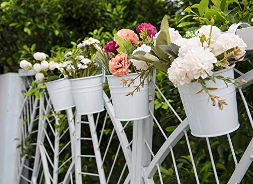 Dahey 3.8 Inches Small Metal Hanging Flower Pots 10 Pcs Railing Planter Box - color: White, size: 4 inches