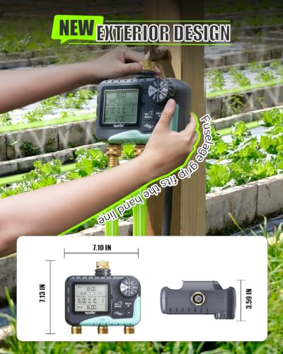 RAINPOINT 2027 V2 Upgrade 3 Zone Water Timer, Solid Brass Inlet & Outlet, IP65 Waterproof, 3 Independent Schedules, Rain Delay, Manual & Automatic Irrigation for Garden Yard Lawn Greenhouse - color: Dark Grey