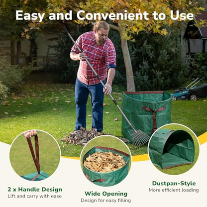 GreatBuddy Lawn Bag, 40 Gallon Yard Waste Bags, Heavy Duty PP Garden Leaf Bags for Leaves, Grass and Debris, Reusable & Foldable Leaf Collector with Handles, Wide Opening and Self-stand Design, 2 Pack - size: 40gal-2 packs, style: Dust-Pan