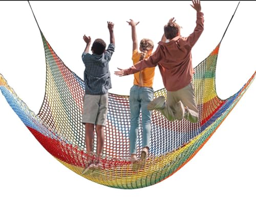 Double Layers Safety Net for Kids Playground Play, Outdoor Climbing Game Protection Net, Cargo Net, Heavy Duty Fence Netting for Balcony Stairway, for Tree (Size:3.3x16.4FT(1x5M),Color:Multicolor) - size: 3.3x16.4FT(1x5M)