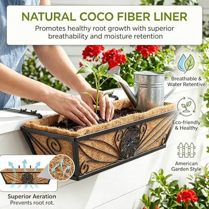 2 Pack 24 Inch Railing Planter Boxes