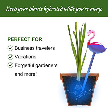 NiHome Self Watering Globes 2 Pack Glass Plant Waterer Flamingo Pink 10in - color: pink