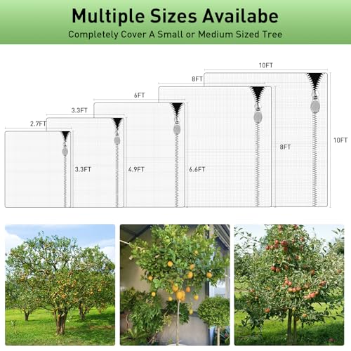 2PCS Large Fruit Tree Netting with Drawstring and Zipper, 8 x 8FT Blueberry Bush Netting Cover, Garden Bird Netting Plant Cover for Protect Plant Fruit Flower from Birds, Bugs, Cicadas, Insects - color: 2pcs-8x8ft