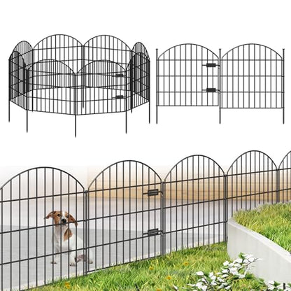 Metal Garden Fence with Gate 28 in x 18.7 ft, Dog Fence Outdoor for Yard - size: 28"Hx18.7ft (Gate+7Panels)