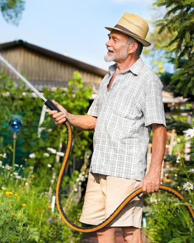 Garden Hose 50 ft, Flexible Lightweight Fabric Water Hose, Kink Free - color: Black-Orange, size: 50 FT
