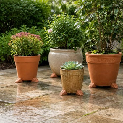 LemonRoad 12 Set Terra Cotta Cement Pot Feet for Outdoor Planters, Leaf - style: Leaf