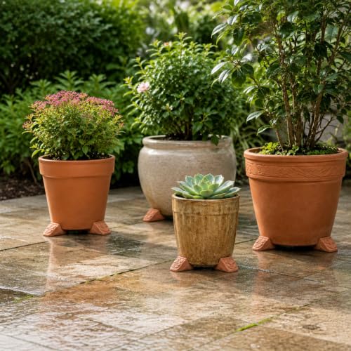LemonRoad 12 Set Terra Cotta Cement Pot Feet for Outdoor Planters, Leaf - style: Leaf