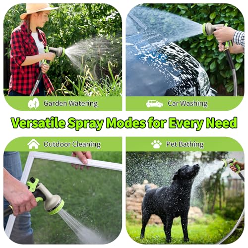 GOXAWEE 75FT Garden Hose, Stainless Steel Water Hose, 10 Function Nozzle - size: 75FT