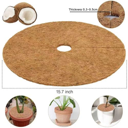 4 Pack 15.7 Inch Coconut Fiber Mulch Ring - Natural Coco Coir Tree Ring Protector Mats, Weed Barrier Plant Discs for Moisture Retention, Indoor Outdoor Trees and Landscaping - size: 4 Pack 15.7 Inch