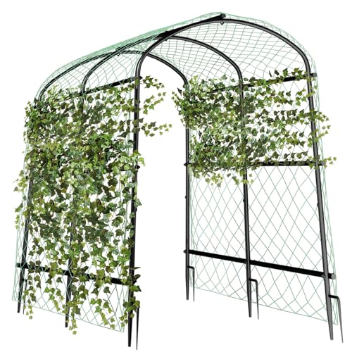 unho 63inch Garden Trellis Arch: for Climbing Plants with Net Metal - size: 41*64*63inch