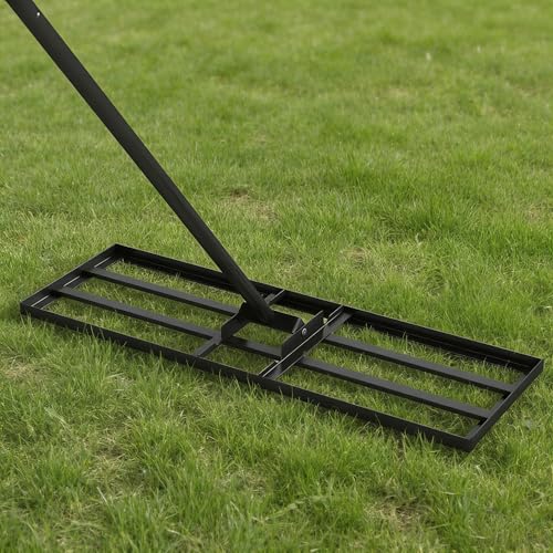 COSTWAY 30x10 Inch Lawn Leveling Rake (Black, 30"x10") - color: Black