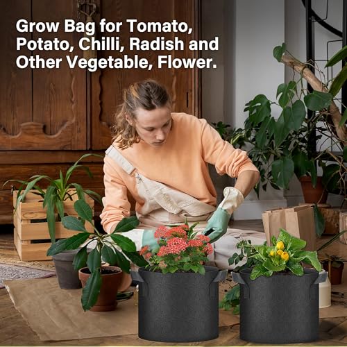HealSmart Plant Grow Bags 7 Gallon, Tomoato Planter Pots 5-Pack with Handles, Aeration Nonwoven Fabric, Heavy Duty Gardening Planter for Vegetable, Herbs and Flowers, Black New - color: Black, 5 Pack, size: 7 Gallon New
