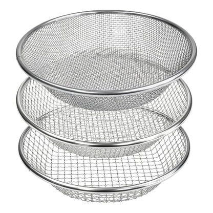 3 Pack Soil Sifter for Gardening, Heavy Duty Galvanized Steel Compost Sieve, Round Garden Sifter for 5 Gallon Bucket, 3 Mesh Sizes (1/8", 1/4", 3/8") - size: 1/4 Inch+1/8 Inch+3/8 Inch