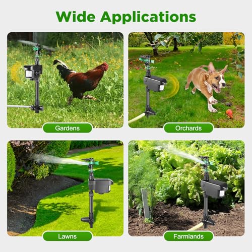 Motion Activated Sprinkler to Deter Animal Cat, Birds, Dogs Repellent Outdoor Lawn, Solar Animal Water Spray Repeller with Motion Sensor for Yard, Garden, Lawn and Orchard