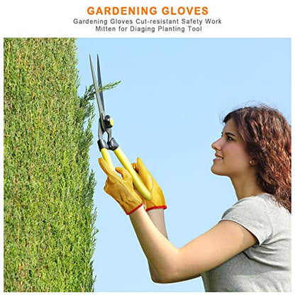 Patelai Garden Gloves Leather Gardening Gloves Thorn and Cutting Proof Work Garden Gloves (Small) - size: Small (Pack of 1)
