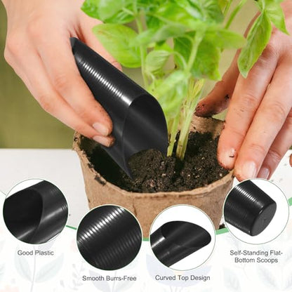 M METERXITY 3-Pack Bonsai Soil Scoops, Plastic Garden Soil Scoops Bucket Shovel Potting Scoopers for Transplanting/Flower/Plant Succulent, Colorful Small Gardening Tools [Green, Pink, Black] - color: Green, Pink, Black