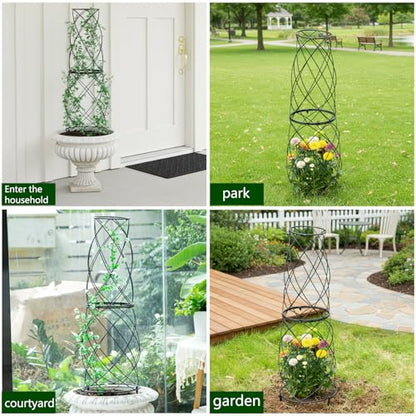 35-Inch Metal Trellis for Climbing Plants – Durable Garden Support - color: black-35"x10"