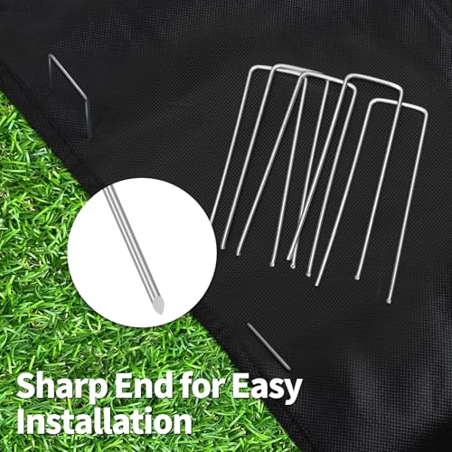 CEWOR 100 Pack Landscape Staples 4 Inch, Galvanized Steel Garden Stakes - size: 4 Inch-100 Pack
