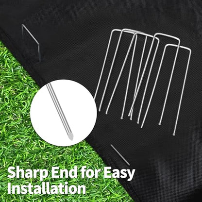 CEWOR 50 Pack Landscape Staples 4 Inch, Galvanized Steel Garden Stakes - size: 4 Inch-50 Pack