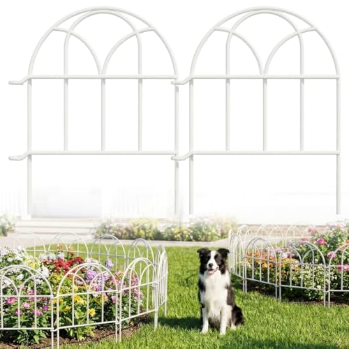 19 Pack Garden Fence Panels - 20.58ft x 17in (H) White Garden Fence Animal Barrier Metal Fencing for Yard Decorative Garden Border Edging for Dogs No Dig Fence for Outdoor Decor Flower Bed - color: White, size: 19 Panels - 17 in(H) X 20.58 ft(L)