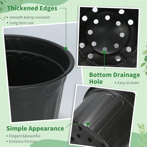 40 Pack 3 Gallon Nursery Pots, 10 Inch Plant Pots with Drainage Holes - size: 3 Gallon