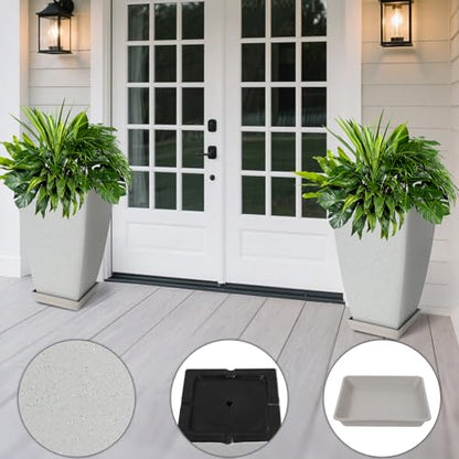 Neoaider Set of 2 Tall Planter, 21 inch Large Plastic Planter, Bluish Gray - color: Bluish-gray