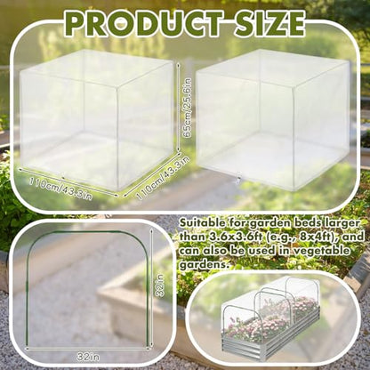 Woanger 2 Pack Garden Netting for Raised Beds Rectangular Pest Barrier with Hoops for Garden Protection Plant Mesh Netting with Drawstring Plants Vegetables Fruits Flowers(for 40x40x20 in)