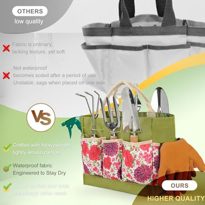 Garden Tool Set, 10 PCS Gardening Tools/Kit for Women,Gardener Gift - color: Green