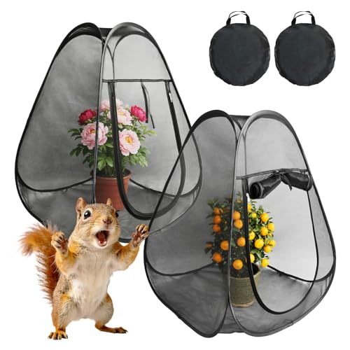 2PCS Large Netting Tent for Garden Protection Mesh Plant Cover from Animals - color: Black 2pcs