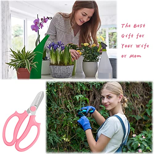 3 Pcs Garden Scissors Floral Shears,Professional Floral Scissors with Comfortable Grip Handle,Premium Garden Pruning Shears for Plants Trimming and Fruit Picking Trimming,Pink - style: Pink