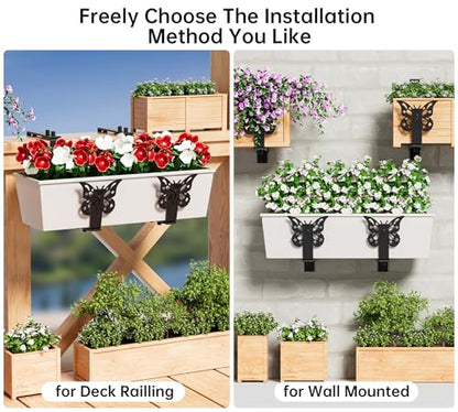HFHOME Window Box Brackets, Adjustable Planter Box Brackets, Heavy Duty Flower Railing Planter Bracket for Balcony, with Enhanced Bottom Support, Perfect for Deck, Fence and Garden - Black (6 Pack) - color: 6 Pcs - Black