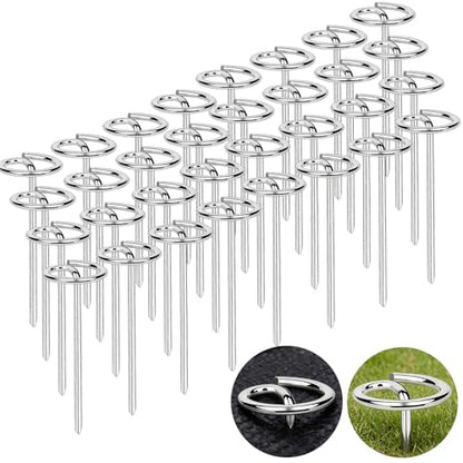 Landscape Staples Pins 120 Pack, 8 Gauge 6 Inch Heavy Duty Galvanized Weed Barrier Pins, Circle Top Garden Stakes with Removal Tool, Landscape Fabric Stakes for Weed Barrier Fabri
