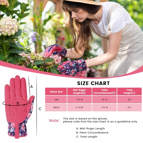Gardening Gloves,Garden Gloves for Women Firm Grip Breathable Thorn Proof - color: Red