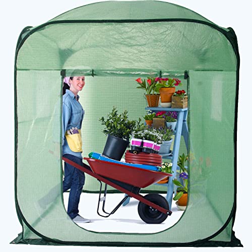 Porayhut Pop Up Greenhouse Tent,Portable X-Large Walk-in Flower House ,Indoor Outdoor Gardening Plant Sunshine Room with PE Mesh Cloth Cover for Protecting Plant from Cold Frost & Birds - style: 85'' Tall Large greenhouse tent