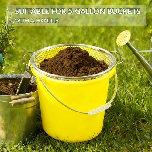 Soil Sifter for Gardening, Rock Sifter for 5gallon Bucket, Dirt Sifter Compost Sifter, Sifter for Gravel Sawdust Vermicompost, 6mm Soil Sifter with Handle - color: 1/4 Inch