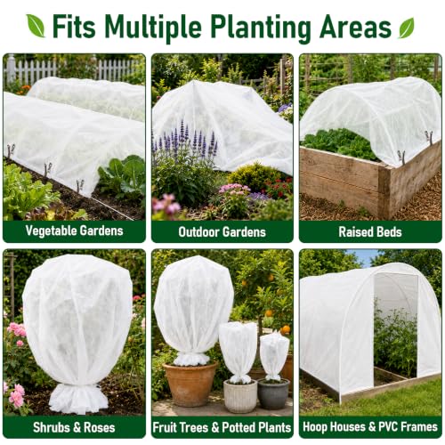 10x66FT Plant Covers Freeze Protection, Frost Cloth with 20 Clips - color: White-10*66FT