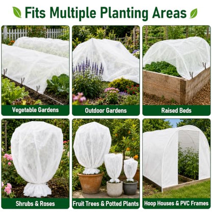 10x66FT Plant Covers Freeze Protection, Frost Cloth with 20 Clips - color: White-10*66FT