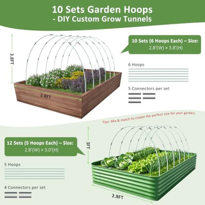 60Pcs Greenhouse Hoops for Raised Beds, Rust-Free Fiberglass - size: 60 PCS