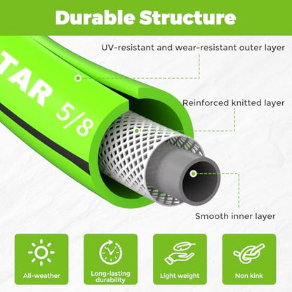 Garden Hose 100 ft x 5/8",Heavy Duty Water Hose - color: Light Green, size: 100FT