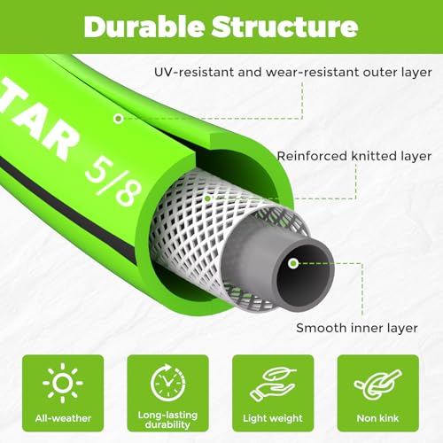 Garden Hose 50 ft x 5/8",Heavy Duty Water Hose - color: Light Green, size: 50FT