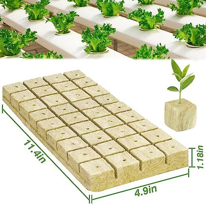 Halatool 1.2 in Rockwool Cubes for Hydroponics, 144 Plugs Seed Starter Cube - color: 4 Sheets, size: 1.2" Cubes