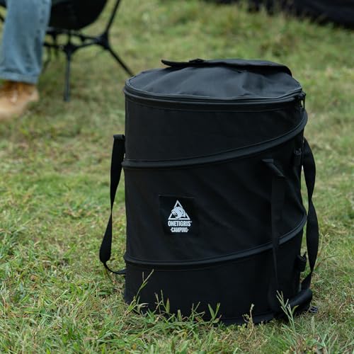 ONETIGRIS Collapsible Trash Can, 12 Gallon Camping Trash Bin with Lid