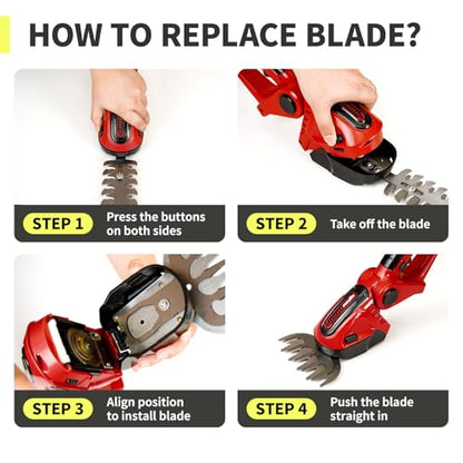 FULLYEA Cordless Hedge Trimmer, 2-in-1 Grass Shear with 2 * 2.0Ah Batteries
