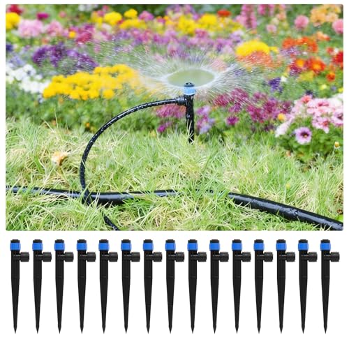 1/4 Inch Adjustable Drip Irrigation Emitters, Push-in 360° Drip Emitters for 1/4" Tubing, Adjustable Flow Watering Drippers for Garden & Greenhouse, 18 Pack - style: 1/4 Inch Adjustable Emitters