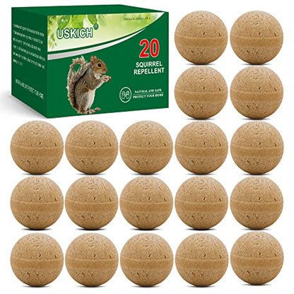 20 Balls Rodent Repellent,Squirrel Repellent,Mouse Repellent Indoor Outdoor - color: Brown-squirrel