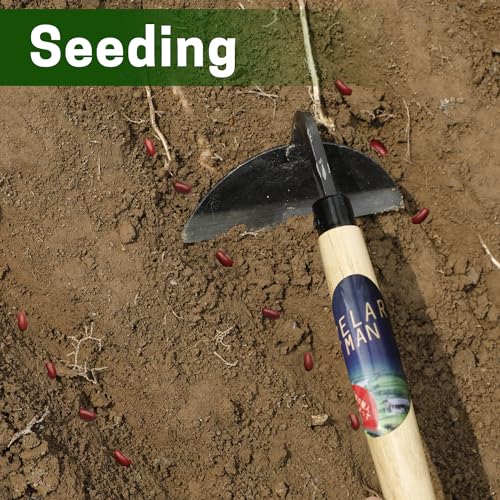 Garden Weeding Sickle/Hand Hoe, Gardening Cutting Grass Sickle, Japanese Sickle Style Hand Weeder Tool with Thick Blade&Wooden Handle - color: T-Sickle