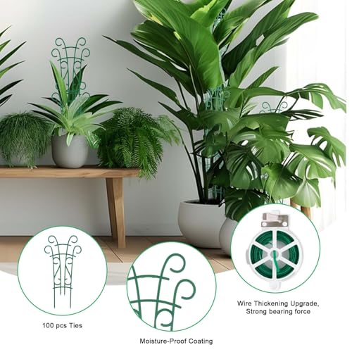Plant Trellis for Potted Plants 4 Pack Stackable Indoor Outdoor Climbing Houseplant Support with Garden Wire for Pothos Hoya Ivy Flower - size: 4 Pack