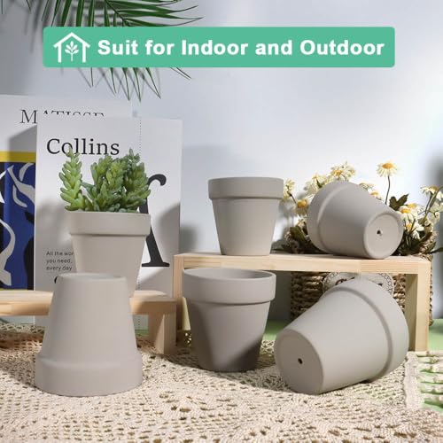 vensovo 3 Inch Grey Terracotta & Clay Pot with Drainage, 20 Pack - color: Gray