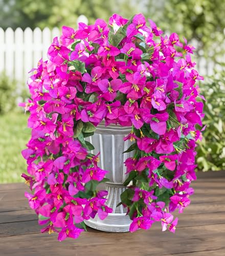 2 PCS Bougainvillea Artificial Hanging Flowers Plants for Outdoors, Purple - color: Purple
